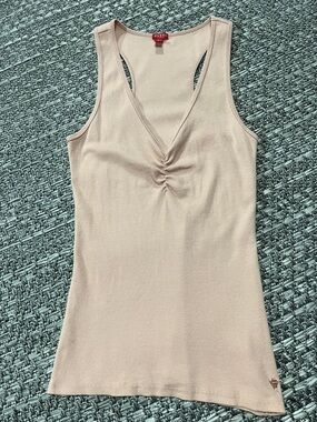 Guess | V Neck Ribbed Tank Top